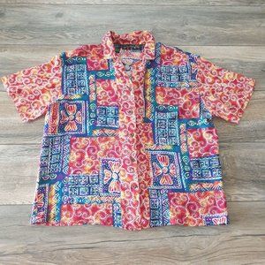 Chaus Sport Womens Large L Short Sleeve Hawaiian Shirt Casual Vacation Beach